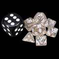 TDSO Glitter Clear & Rainbow with White MINI 10mm 7 Dice Polyset