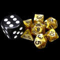 TDSO Pearl Gold & Black MINI 10mm 7 Dice Polyset