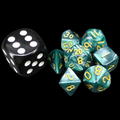 TDSO Pearl Dark Green & Gold MINI 10mm 7 Dice Polyset