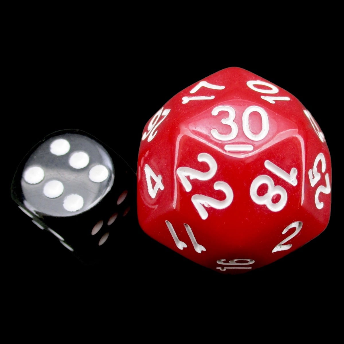 Impact Opaque Red & White D30 Dice