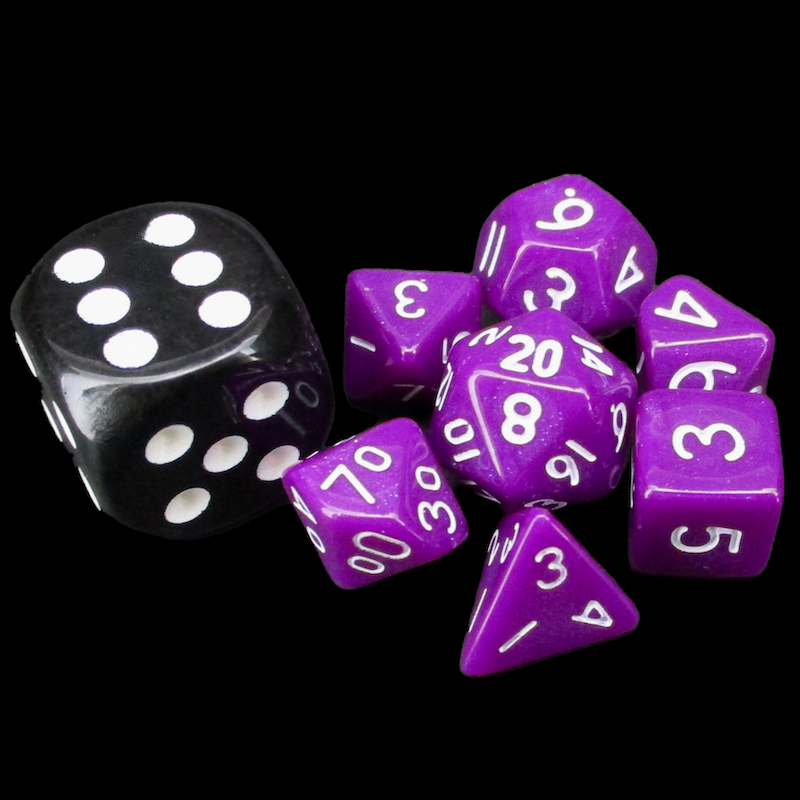TDSO Opaque Purple & White MINI 10mm 7 Dice Polyset
