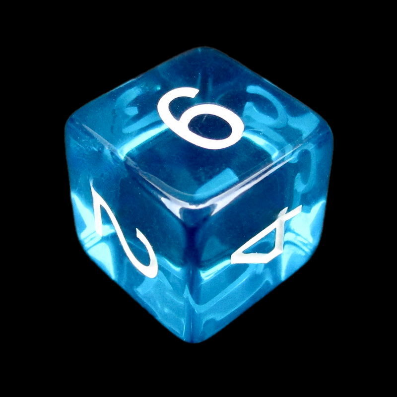 Role 4 Initiative Translucent Peacock Blue & White D6 Dice