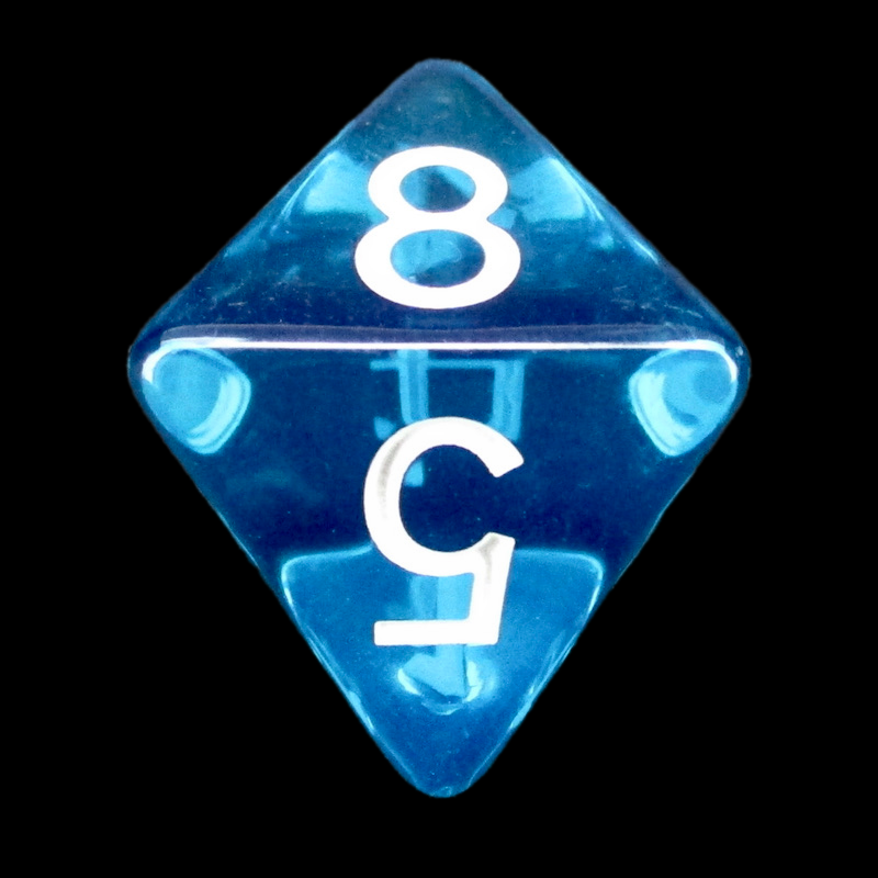 Role 4 Initiative Translucent Peacock Blue & White D8 Dice