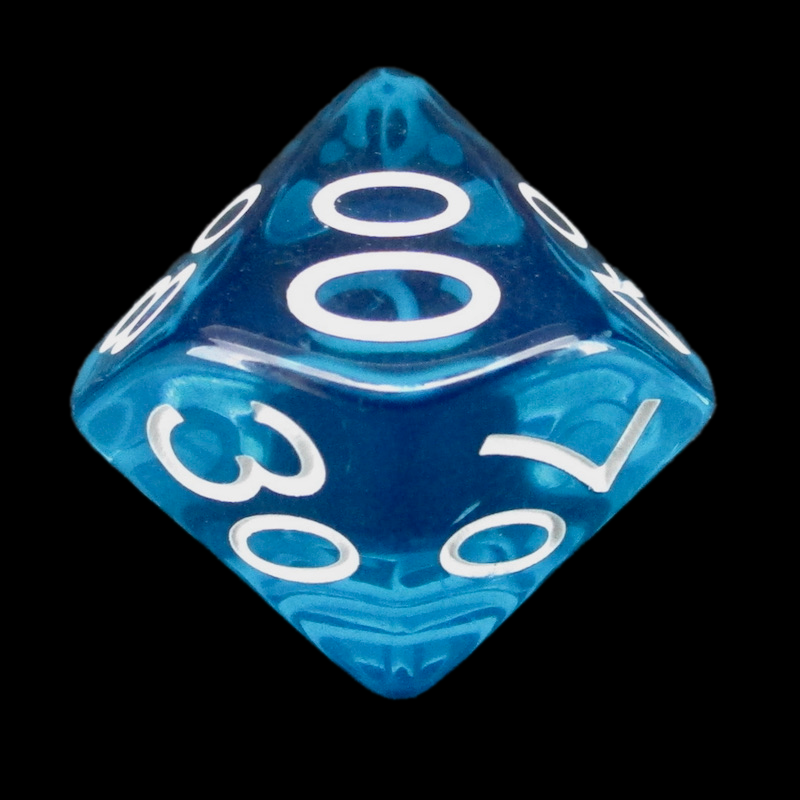 Role 4 Initiative Translucent Peacock Blue & White Percentile Dice