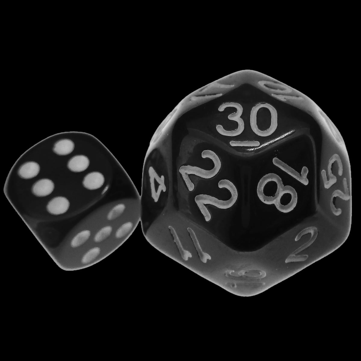 Impact Opaque Black & White D30 Dice