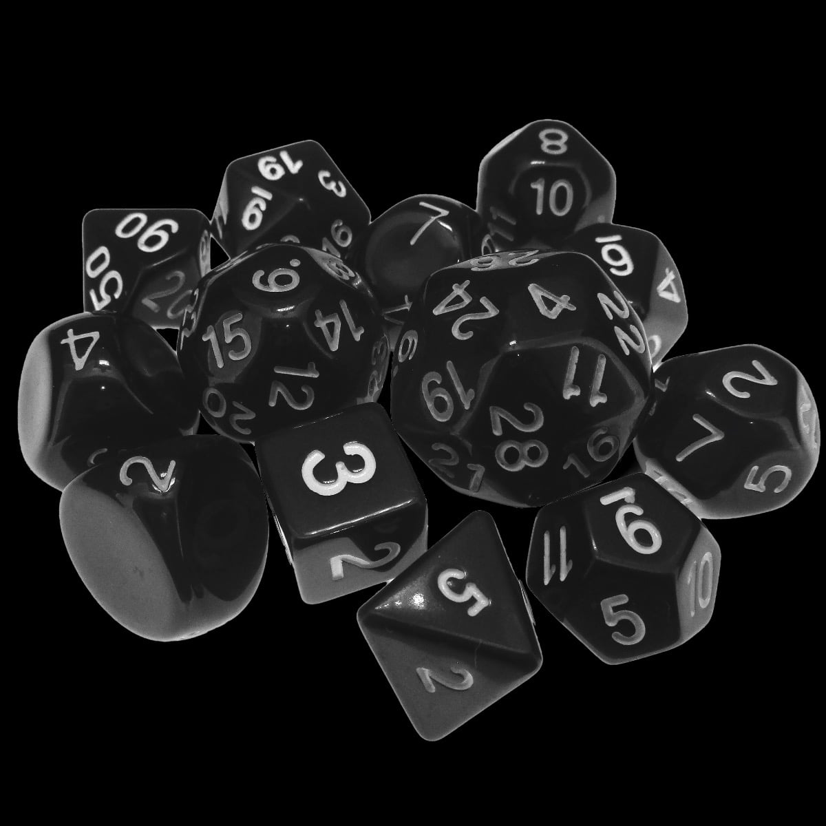 Impact Opaque Black & White Dungeon Crawl Classics DCC 14 Dice Set