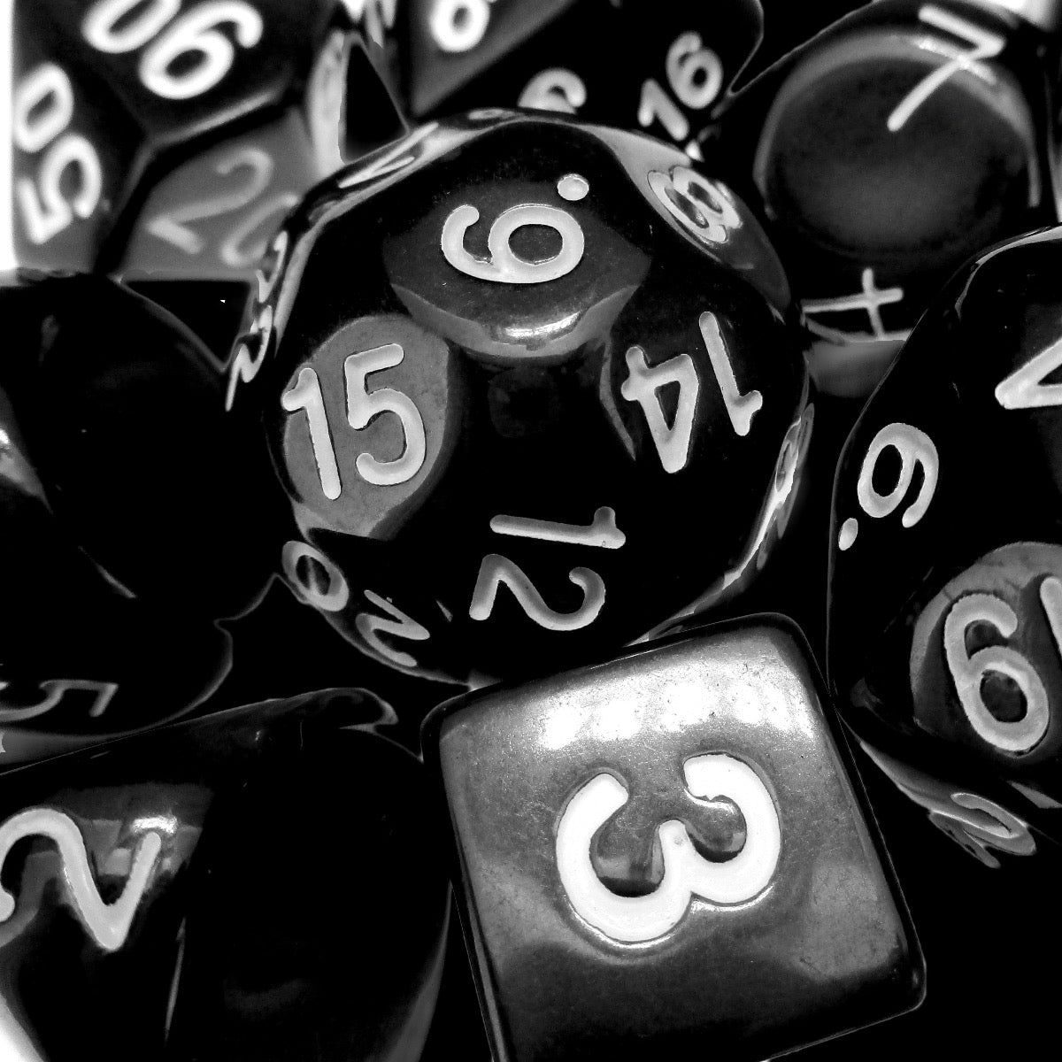 Impact Opaque Black & White Dungeon Crawl Classics DCC 14 Dice Set