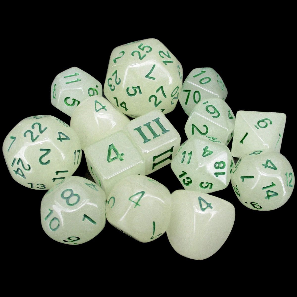 Impact Unleashed Arcana Lightning Bolt Glow in the Dark Dungeon Crawl Classics DCC 14 Dice Set