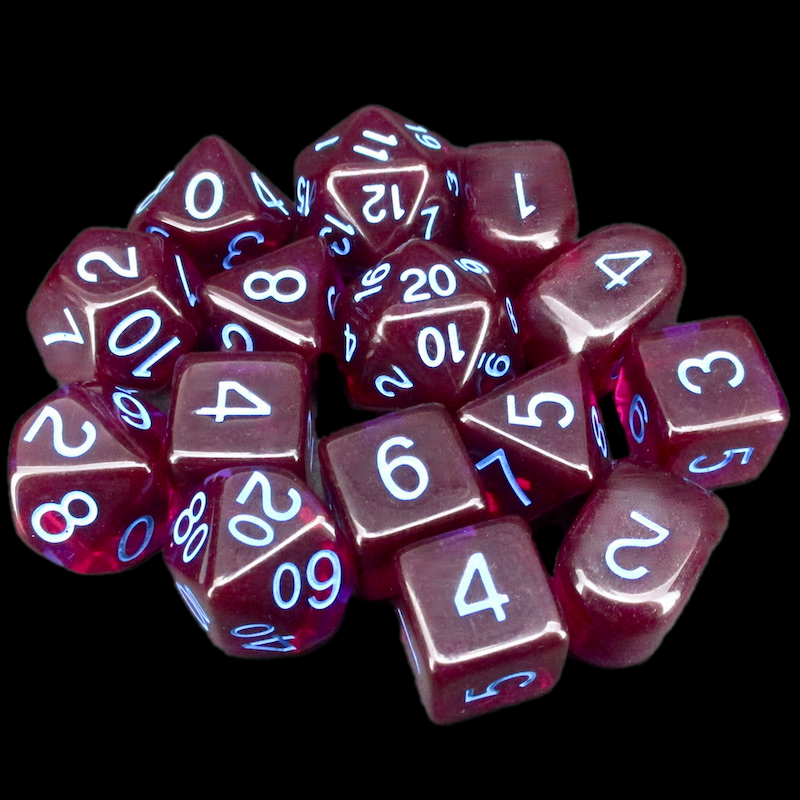 Role 4 Initiative Translucent Dark Purple & Light Blue 15 Dice Polyset with Arch D4s