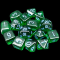 Role 4 Initiative Translucent Dark Green & Light Blue 15 Dice Polyset with Arch D4s