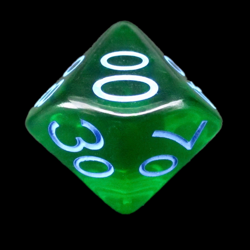 Role 4 Initiative Translucent Dark Green & Light Blue Percentile Dice