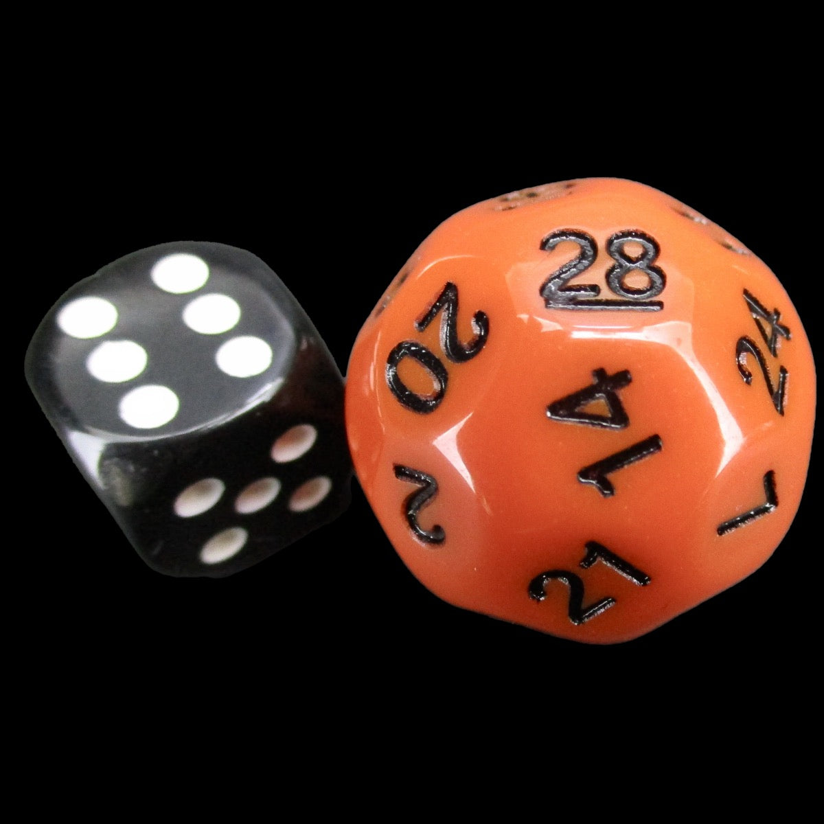 Impact Opaque Orange &amp; Black D28 Dice - Discontinued
