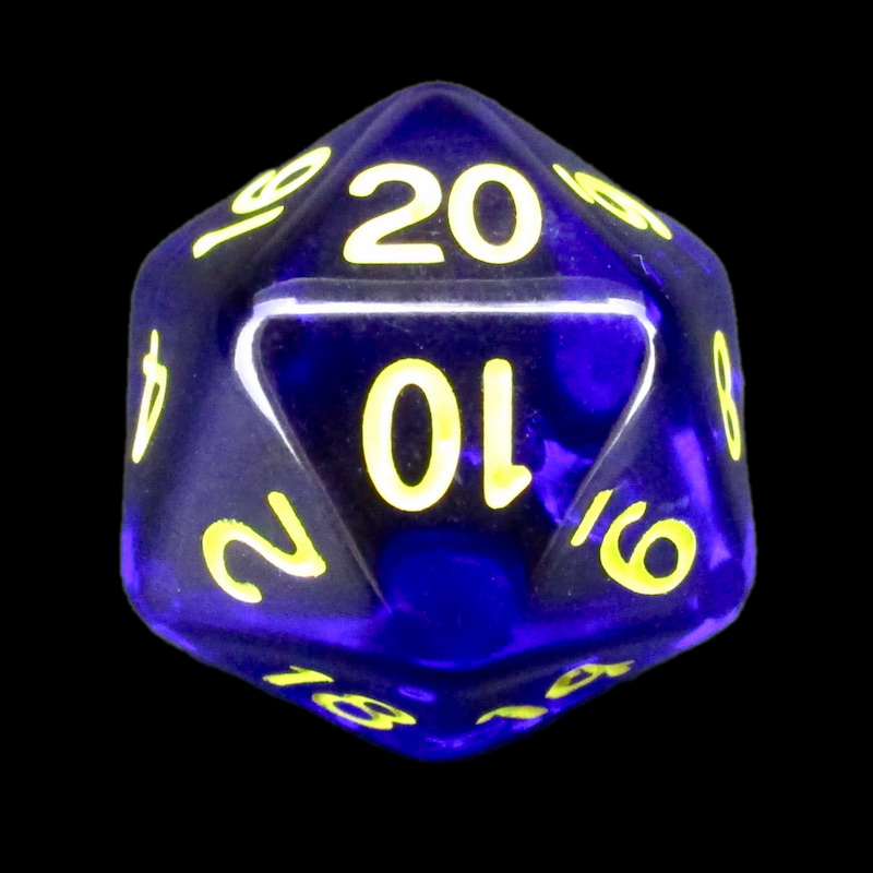 Role 4 Initiative Translucent Dark Blue & Yellow D20 Dice