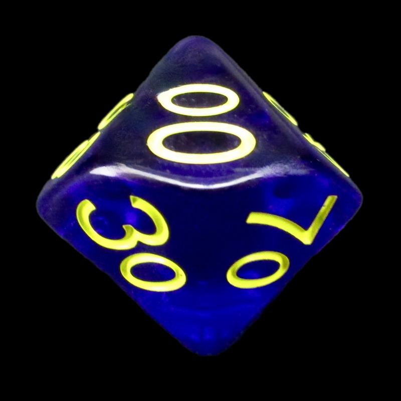 Role 4 Initiative Translucent Dark Blue & Yellow Percentile Dice