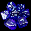 Role 4 Initiative Translucent Dark Blue & Light Blue 7 Dice Polyset with Arch D4
