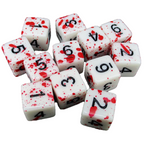 TDSO Splatter - Red Blood 12 x D6 16mm Dice Set