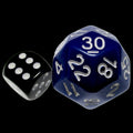Impact Opaque Indigo Blue & White D30 Dice