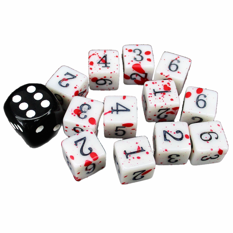 TDSO Splatter - Red Blood 12 x D6 12mm Dice Set