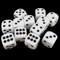 CLEARANCE Opaque White & Black 12 x D6 Spot Dice Set