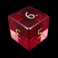 TDSO Zircon Glass Ruby & Gold D6 Dice