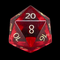TDSO Zircon Glass Ruby & Gold D20 Dice