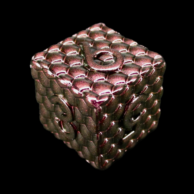 TDSO Metal Dragon Scale Pink Iridescent D6 Dice
