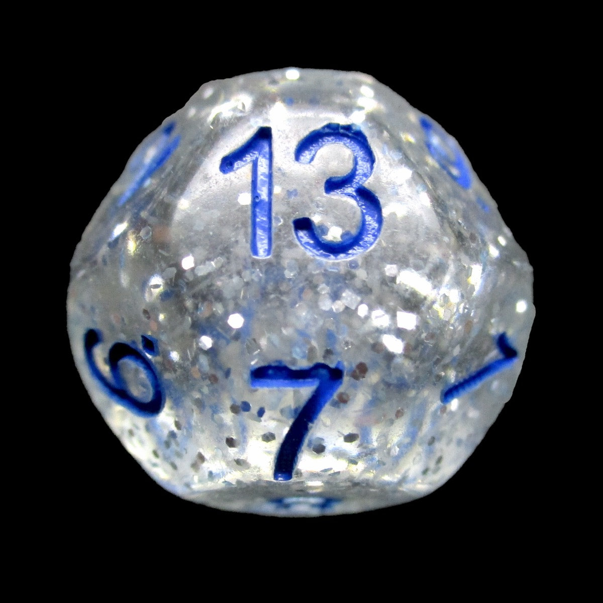 Impact Silver Glitter &amp; Blue D13 Dice - Discontinued