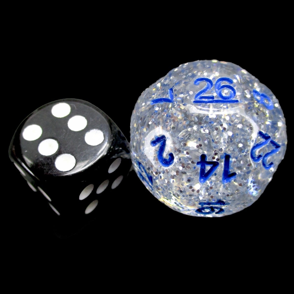Impact Silver Glitter & Blue D26 Dice - Discontinued