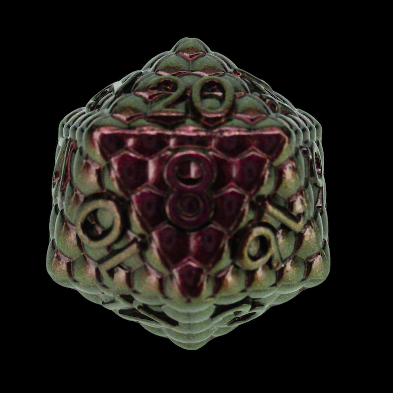 TDSO Metal Dragon Scale Pink Iridescent D20 Dice