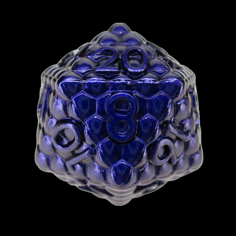 TDSO Metal Dragon Scale Purple & Blue D20 Dice