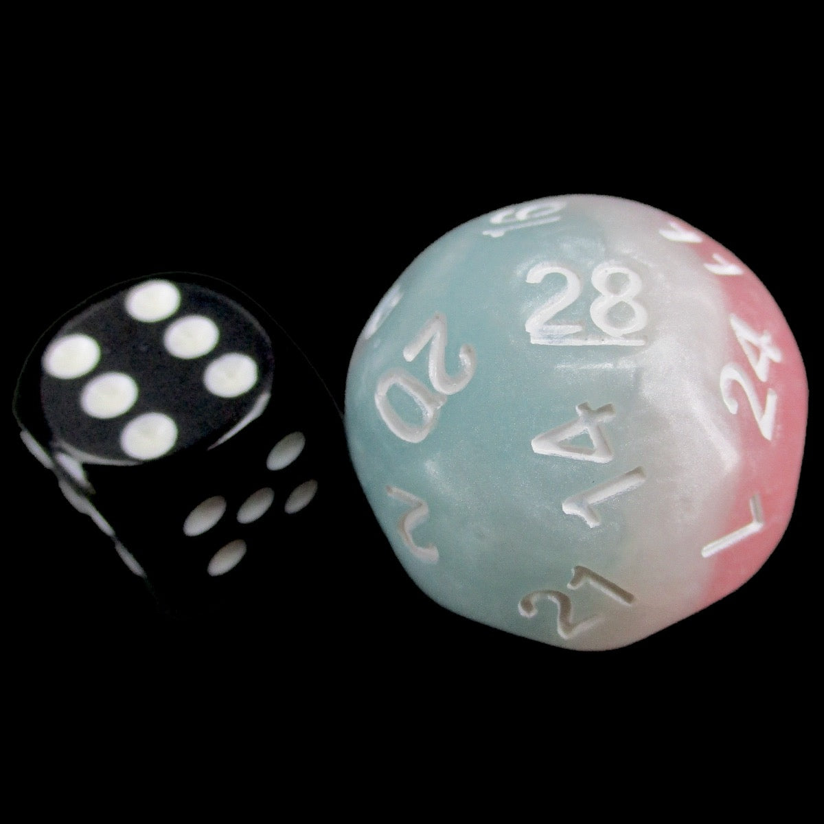 Impact Cotton Candy &amp; White D28 Dice - Discontinued