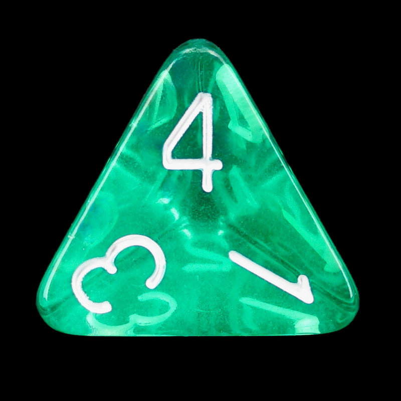 HALF PRICE CLEARANCE Role 4 Initiative Translucent Teal & White D4 Dice