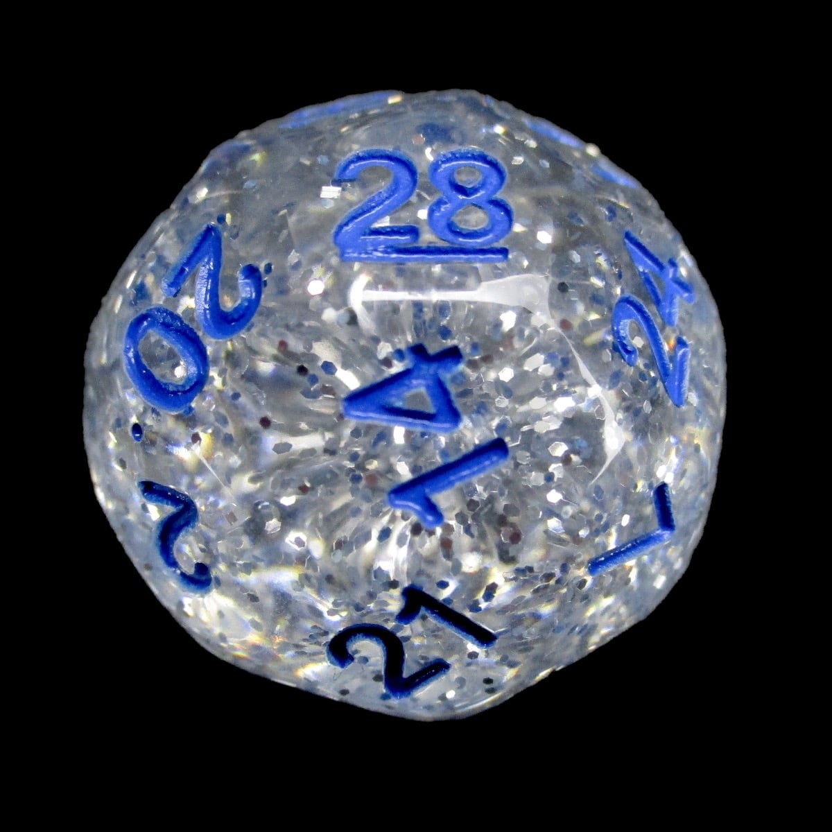 Impact Silver Glitter &amp; Blue D28 Dice - Discontinued