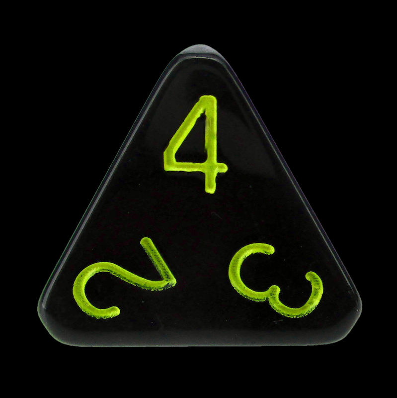 HALF PRICE CLEARANCE Role 4 Initiative Opaque Black & Yellow D4 Dice