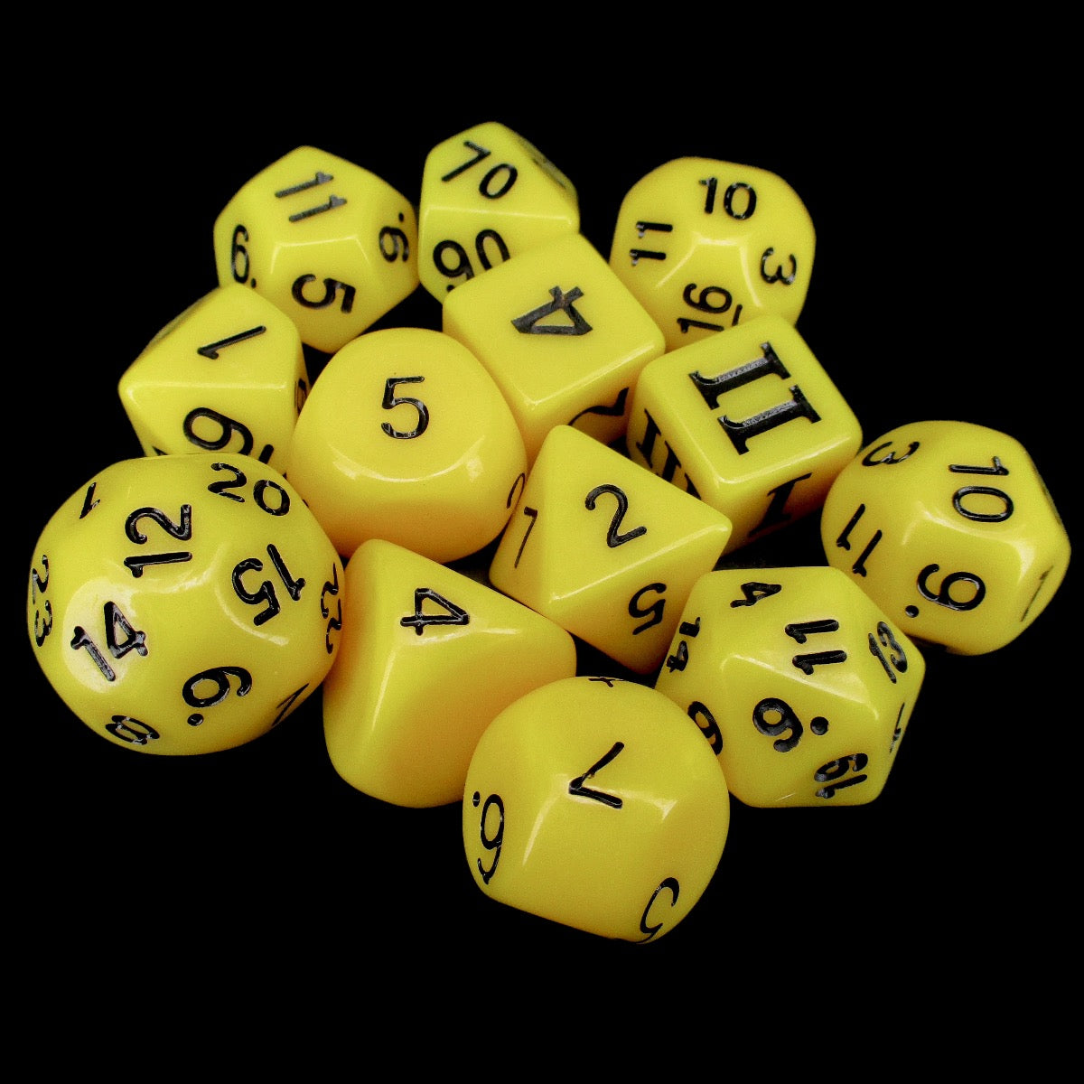 Impact Opaque Yellow & Black Dungeon Crawl Classics DCC 14 Dice Set