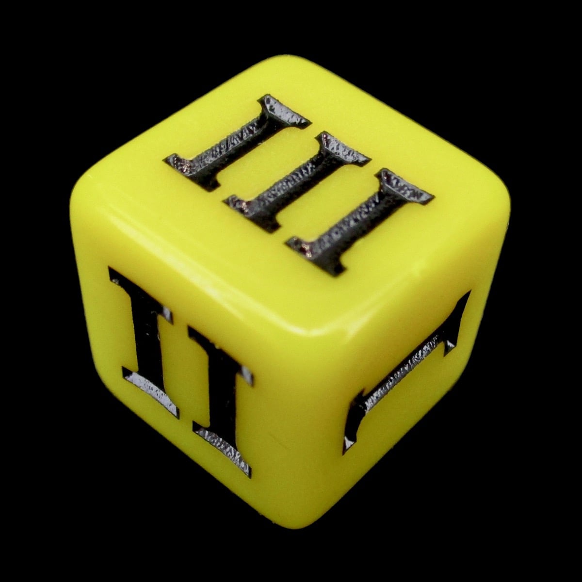 Impact Opaque Yellow & Black Roman Numeral D3 Dice
