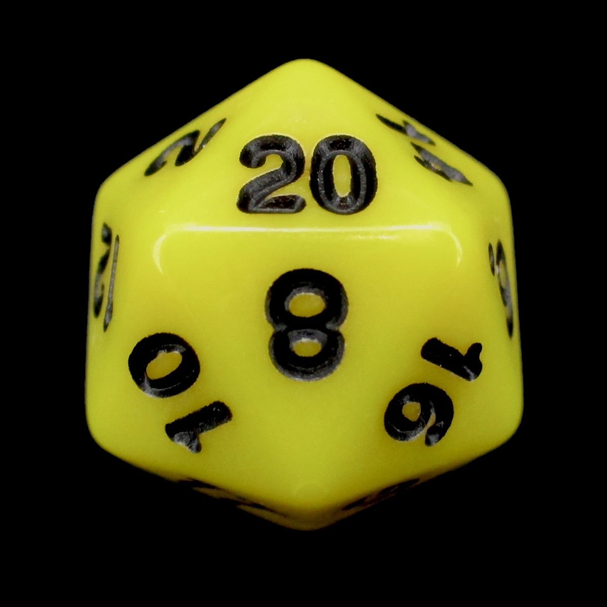 Impact Opaque Yellow & Black D20 Dice