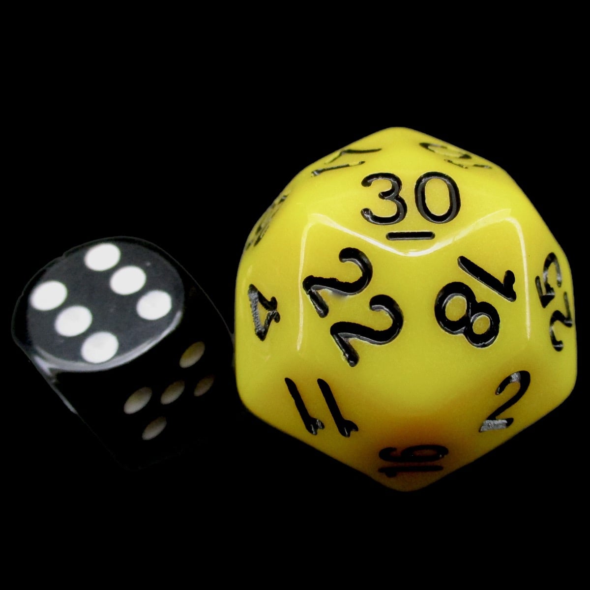 Impact Opaque Yellow & Black D30 Dice