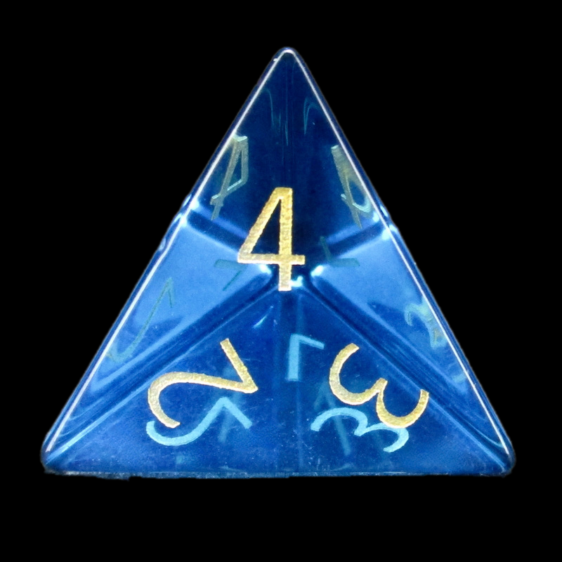 TDSO Zircon Glass Sapphire & Gold D4 Dice
