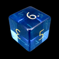 TDSO Zircon Glass Sapphire & Gold D6 Dice