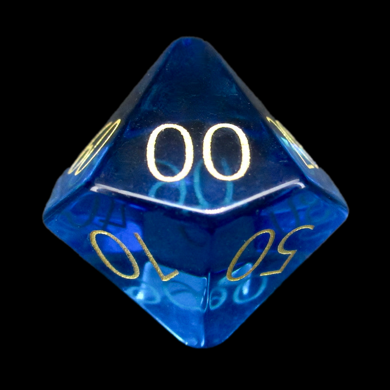 TDSO Zircon Glass Sapphire & Gold Percentile Dice