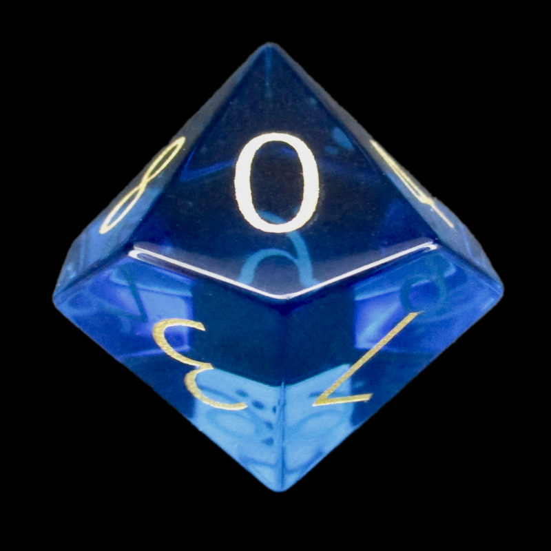 TDSO Zircon Glass Sapphire & Gold D10 Dice