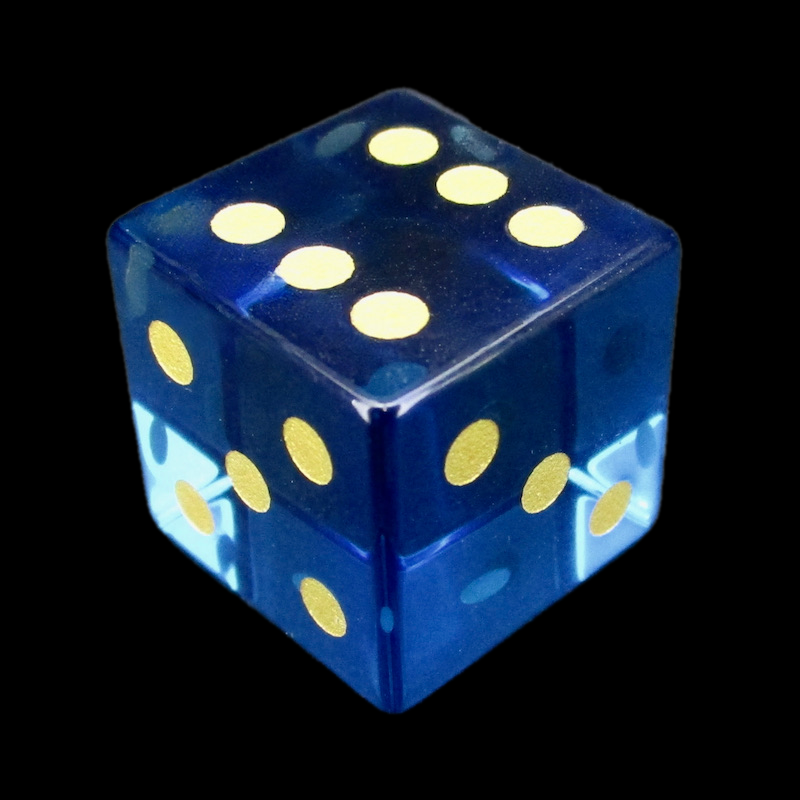 TDSO Zircon Glass Sapphire & Gold D6 Spot Dice