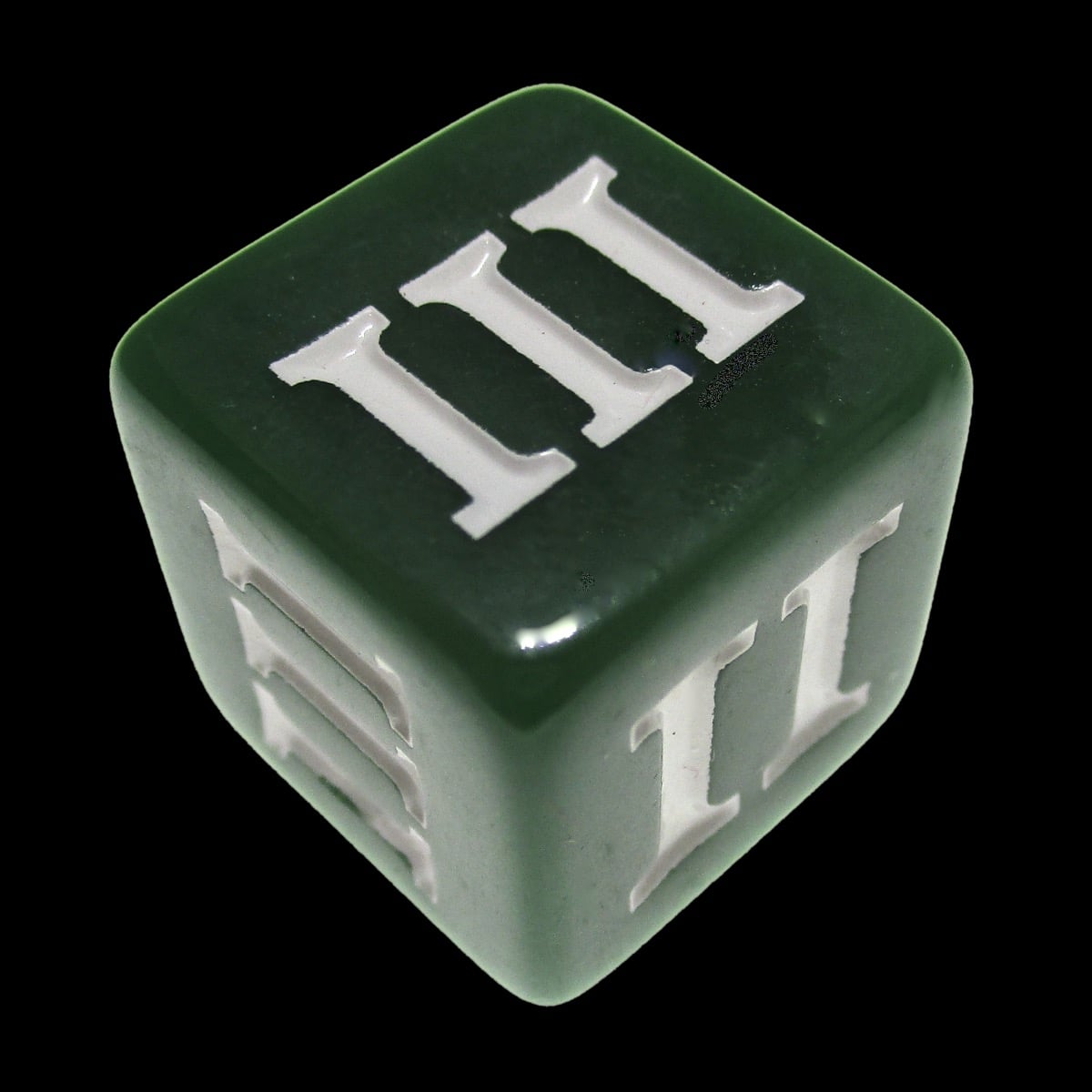 Impact Opaque Green & White Roman Numeral D3 Dice