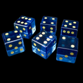 TDSO Zircon Glass Sapphire & Gold 6 x D6 Spot Dice Set