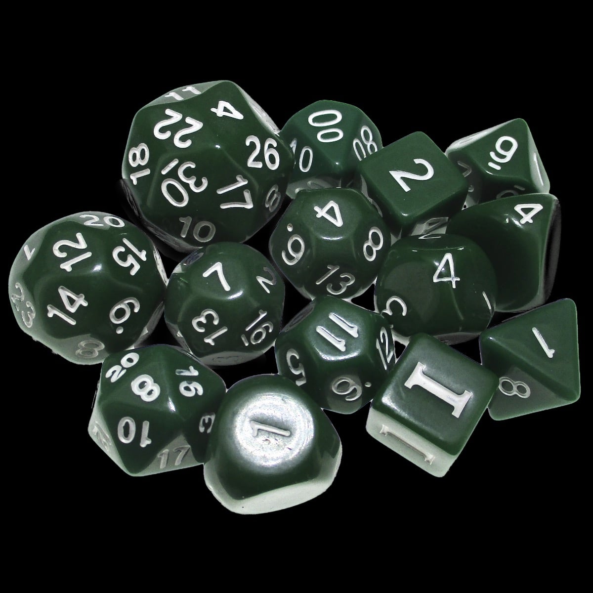 Impact Opaque Green & White Dungeon Crawl Classics DCC 14 Dice Set