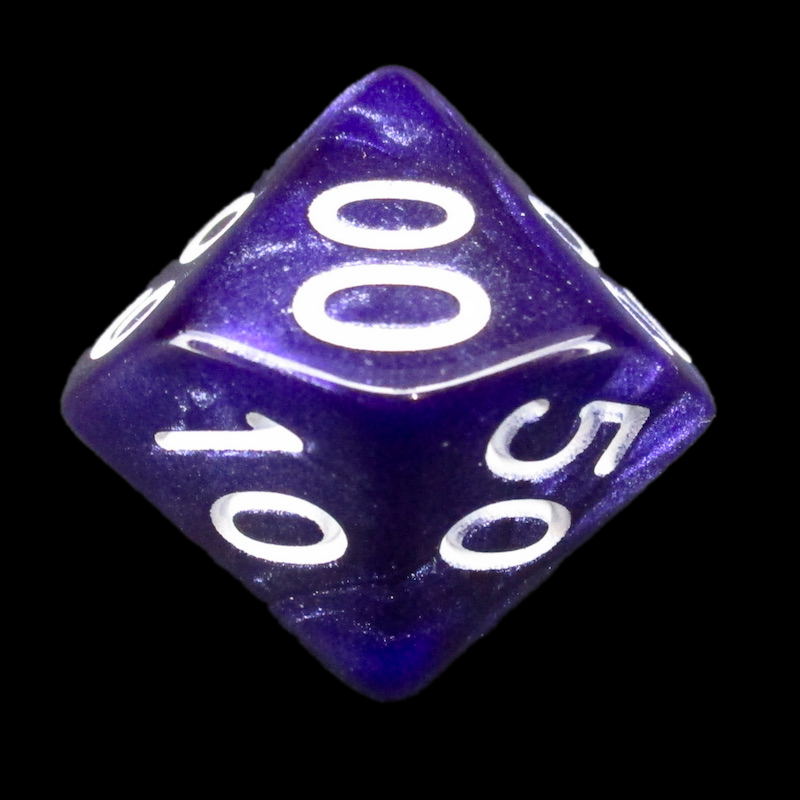 Role 4 Initiative Marble Purple & White Percentile Dice