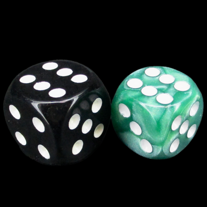 Role 4 Initiative Marble Green & White 14mm D6 Spot Dice