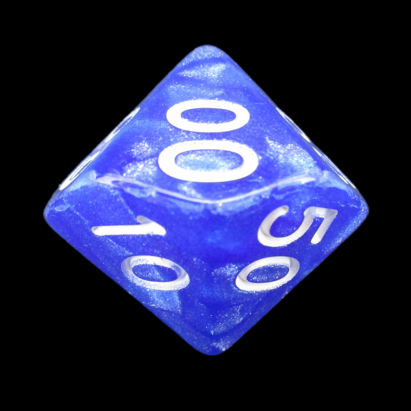 Role 4 Initiative Marble Blue & White Percentile Dice