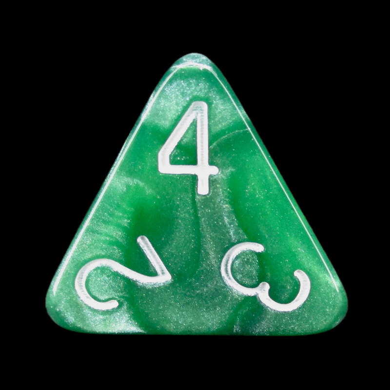HALF PRICE CLEARANCE Role 4 Initiative Marble Green & White D4 Dice